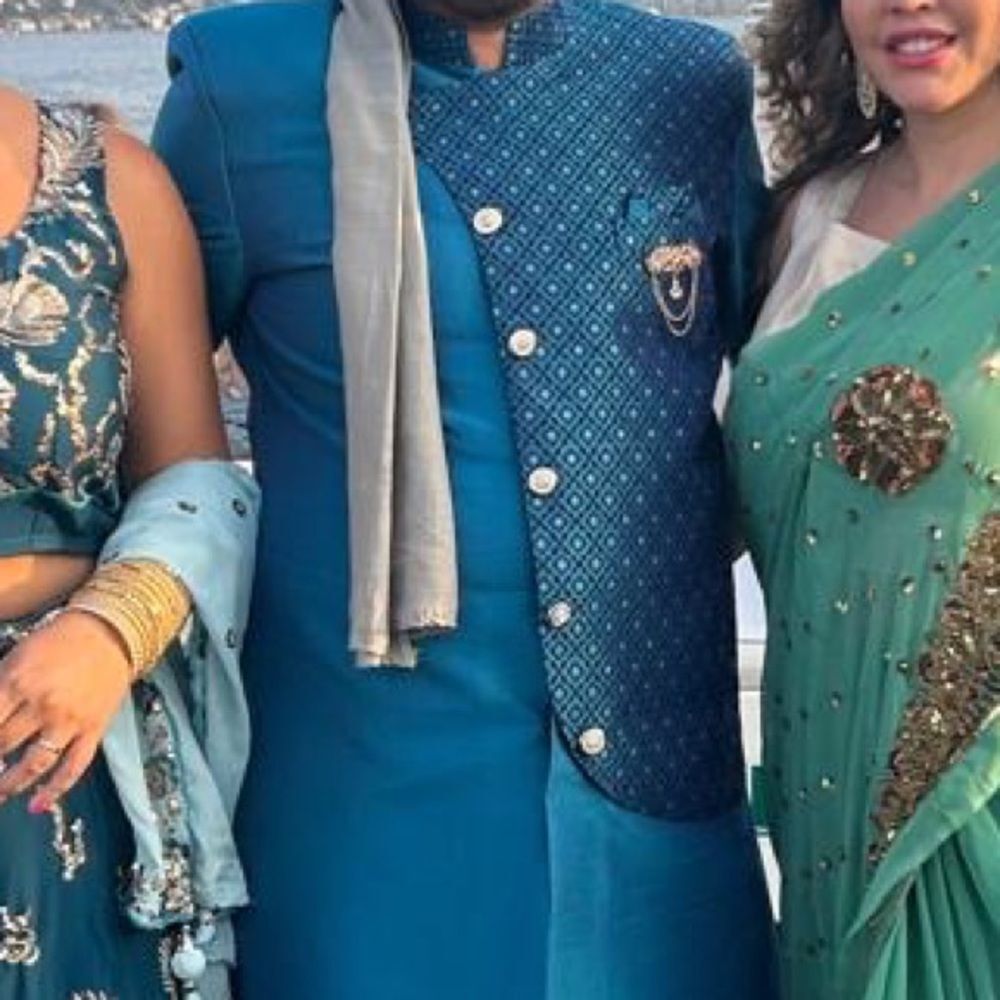Men's Indian Jacket Coat Blue Embroidered Sherwani Jacket
